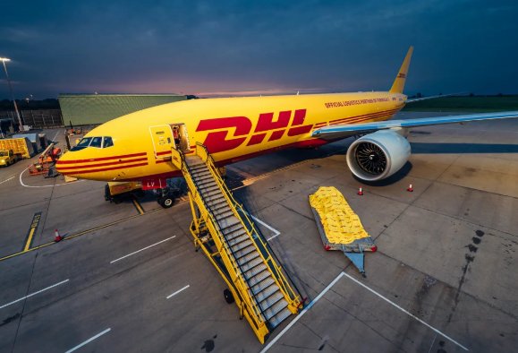 DHL air-freight aircraft prepared for international cargo operations